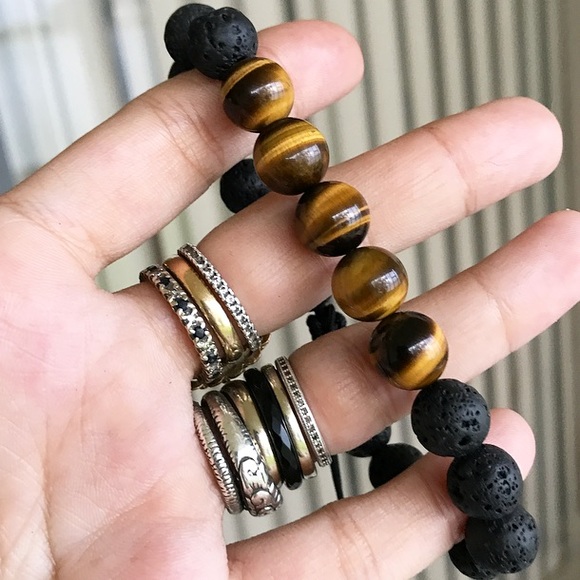 Genuine gemstone macrame men beaded bracelet - Picture 2 of 7